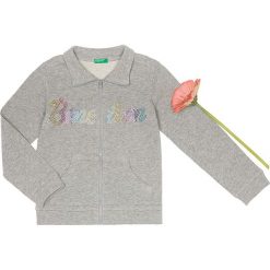 Bluza w kolorze szarym. Szare bluzy niemowlęce Benetton Kids, z nadrukiem, z bawełny, bez rękawów, bez kaptura. W wyprzedaży za 35,95 zł.