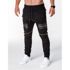 Joggery męskie: SPODNIE MĘSKIE JOGGERY P708 – CZARNE