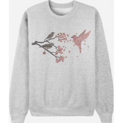 Bluza "Blossom Bird" w kolorze szarym. Szare bluzy damskie Wooop, s, bez wzorów, bez rękawów, bez kaptura. W wyprzedaży za 87,95 zł.