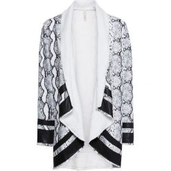 Poncho we wzór skóry węża bonprix czarno-biały we wzór skóry węża. Czarne żakiety damskie bonprix, bez wzorów, ze skóry. Za 189,99 zł.