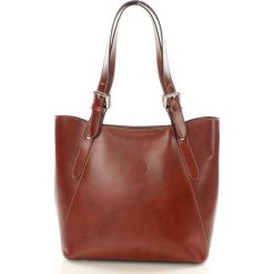 Shopper bag damskie: Skórzana Włoska torebka – JENNY brąz
