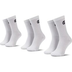 Zestaw 3 par wysokich skarpet unisex CHAMPION - 3PP Crew Socks 804558-WW001 Wht/Wht/Wht. Białe skarpetki damskie Champion, bez wzorów, z elastanu. Za 39,99 zł.
