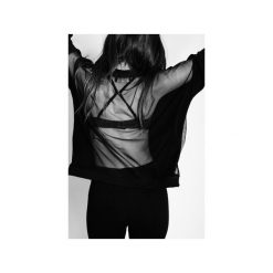 BLUZA SIATKA TYŁ. Czarne bluzy rozpinane damskie Mozcau, s, z dzianiny. Za 229,00 zł.