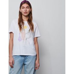 T-shirt oversize z bawełny i modalu - Biały. Białe t-shirty damskie Reserved, xl, bez wzorów, z bawełny, bez kołnierzyka. W wyprzedaży za 39,99 zł.
