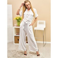 Elegancki Kombinezon Native Kolor Biel ONESIZE. Czarne spodnie damskie ACME, uniwersalny, w paski, z bawełny, eleganckie, bez kołnierzyka, bez rękawów. Za 159,00 zł.
