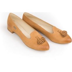 Baleriny z ostrym noskiem - skóra naturalna - model 045 - kolor camelowy. Szare baleriny damskie Zapato, bez wzorów, z jeansu, klasyczne, bez obcasa, na obcasie. Za 299,00 zł.