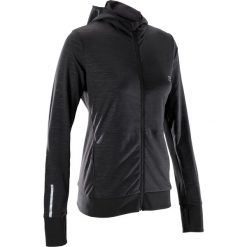 Bluza Rozpinana Z Kapturem Damska Run Warm Czarna. Czarne bluzy damskie KALENJI, l, bez wzorów, z elastanu, bez rękawów, z kapturem, do biegania. Za 119,99 zł.