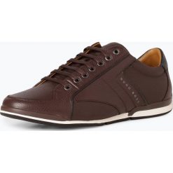 BOSS Casual - Męskie tenisówki ze skóry – Saturn_Lowp_tbpf, brązowy. Pomarańczowe trampki męskie BOSS Casual, bez wzorów, ze skóry, eleganckie, bez zapięcia. Za 745,95 zł.