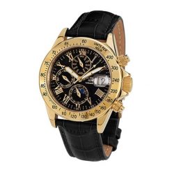 Zegarki męskie: Zegarek „AB-8110-GOLD-B-L” w kolorze czarno-złotym