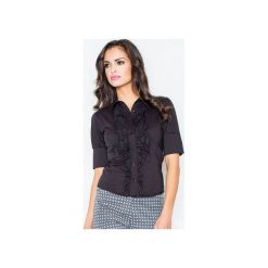Koszula M025 Czarny. Czarne koszule damskie FIGL, na spotkanie biznesowe, xxl, bez wzorów, z bawełny, eleganckie, bez kołnierzyka, z krótkim rękawem. Za 77,00 zł.
