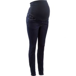 Dżinsy ciążowe SKINNY, super-stretch bonprix ciemny denim. Niebieskie jeansy damskie skinny bonprix, w paski, z denimu. Za 109,99 zł.