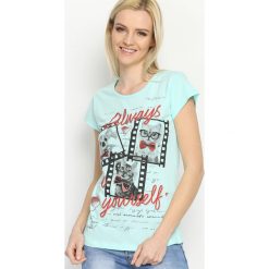 Bluzki damskie: Miętowy T-shirt Red Tie