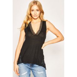Top Desigual Sara 20SWTK49. Czarne bluzki damskie Desigual, l, bez wzorów, z poliesteru, polo, bez rękawów. W wyprzedaży za 219,00 zł.