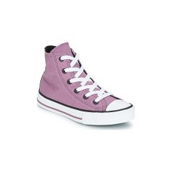 Buty Dziecko Converse CHUCK TAYLOR ALL STAR HI. Fioletowe trampki dziewczęce Converse, bez wzorów, bez zapięcia. Za 175,20 zł.