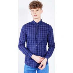 Koszula w kratę. Niebieskie koszule męskie JOOP! Jeans, xl, bez wzorów, z bawełny, z włoskim kołnierzykiem, bez rękawów. Za 120,00 zł.