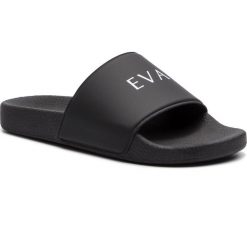 Klapki EVA MINGE - EM-19-05-000128 946. Czarne klapki damskie Eva Minge, bez wzorów, z tworzywa sztucznego, bez obcasa. W wyprzedaży za 149,00 zł.