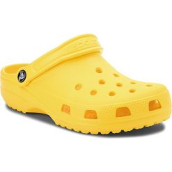 Klapki CROCS - Classic 10001 Lemon. Żółte klapki damskie Crocs, bez wzorów, z tworzywa sztucznego, bez obcasa. Za 159,00 zł.