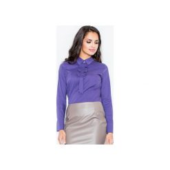 Bluzka M001 Indygo. Niebieskie bluzki damskie FIGL, m, bez wzorów, z bawełny, bez kołnierzyka, z długim rękawem. Za 76,00 zł.