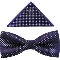 Granatowa mucha w kratkę w zestawie z poszetką C6. Muszki męskie Modini Moda Męska, na co dzień, w kratkę, z poliesteru, eleganckie. Za 29,70 zł.