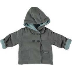 Kurtka sztruksowa w kolorze szarym. Szare kurtki niemowlęce Cotton Fish, bez wzorów, ze sztruksu, bez kaptura. W wyprzedaży za 99,95 zł.
