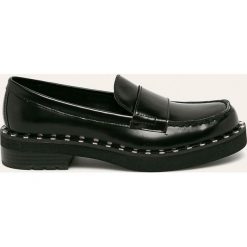 Calvin Klein Jeans - Mokasyny skórzane. Czarne mokasyny damskie Calvin Klein Jeans, z jeansu, na obcasie. Za 669,90 zł.