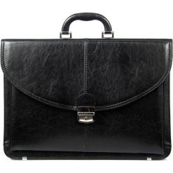 Polska skórzana teczka męska elegancka czarna G10. Czarne aktówki męskie bez wzorów, ze skóry, eleganckie. Za 499,99 zł.