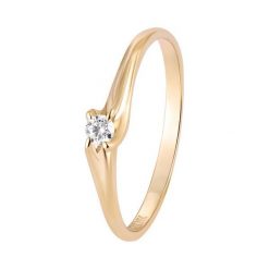PROMOCJA Złoty Pierścionek - złoto 585, Brylant 0,08ct. Żółte pierścionki damskie W.KRUK, z brylantem, złote. W wyprzedaży za 1010,00 zł.