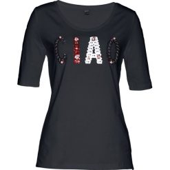 T-shirt z cekinami bonprix czarny. Czarne t-shirty damskie bonprix, bez wzorów, bez kołnierzyka. Za 55,99 zł.