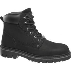Zimowe buty męskie Am Shoe typu trapery AM SHOE czarne. Czarne trapery męskie ze skóry, na sznurówki. Za 219,90 zł.