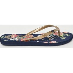 Roxy - Japonki. Czarne klapki damskie Roxy, bez wzorów, z gumy, bez obcasa, na obcasie. W wyprzedaży za 49,90 zł.