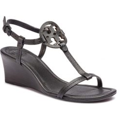 Sandały TORY BURCH - Miller 60mm Wedge 51401 Perfect Black 006. Czarne klapki damskie Tory Burch, bez wzorów, ze skóry, bez obcasa, na obcasie. W wyprzedaży za 649,00 zł.