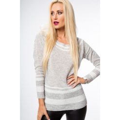 Sweter z wiązaniem z tyłu jasnoszary S13. Szare swetry klasyczne damskie marki Fasardi, s. Za 59,00 zł.