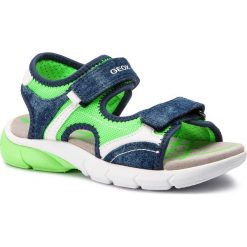 Sandały GEOX - J S.Flexyper B. A J929DA 01413 C4457 S Blue/Fluo Green. Niebieskie sandały chłopięce Geox, ze skóry ekologicznej, bez zapięcia. W wyprzedaży za 179,00 zł.