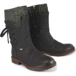 RIEKER 94773-00 black, kozaki damskie. Czarne kozaki damskie Rieker, bez obcasa, na zamek. Za 319,90 zł.