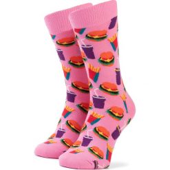 Skarpety Wysokie Unisex HAPPY SOCKS - SHAM01-3300 Kolorowy Różowy. Różowe skarpetki damskie Happy Socks, bez wzorów, z elastanu. Za 39,90 zł.