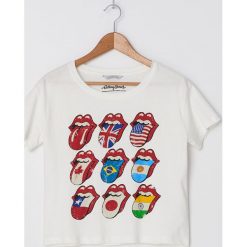 Koszulka z nadrukiem The Rolling Stones - Kremowy. Białe koszulki damskie House, s, z nadrukiem, bez kołnierzyka, bez rękawów. Za 49,99 zł.