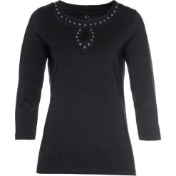 Shirt z ćwiekami bonprix czarny. Czarne koszulki damskie bonprix, bez wzorów, bez kołnierzyka, bez rękawów. Za 49,99 zł.