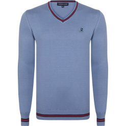 Sweter w kolorze niebieskim. Niebieskie swetry męskie Giorgio di Mare, s, z haftami, z bawełny, bez kołnierzyka, bez kaptura. W wyprzedaży za 139,95 zł.