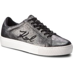 Sneakersy KARL LAGERFELD - KL61012 Dk Grey Shimmer Suede. Szare półbuty damskie marki KARL LAGERFELD, bez wzorów, ze skóry, bez obcasa, na płaskiej podeszwie, bez zapięcia. W wyprzedaży za 409,00 zł.