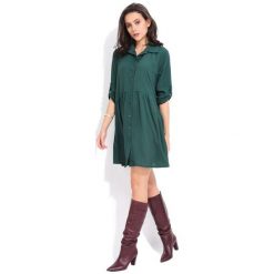 Fille Du Couturier Sukienka Damska Oriane 36 Zielony. Zielone sukienki hiszpanki Fille Du Couturier, z koszulowym kołnierzykiem, koszulowe. Za 209,00 zł.
