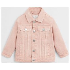 Mango Kids - Kurtka dziecięca Marieta 80-104 cm. Różowe kurtki dziewczęce Mango Kids, bez wzorów, z bawełny, krótkie, bez kaptura. W wyprzedaży za 71,90 zł.