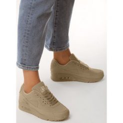 Beżowe Buty Sportowe Vintage Nilda. Brązowe buty sportowe damskie Born2be, z nadrukiem, z tkaniny, sportowe. Za 99,99 zł.