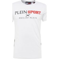 Plein Sport Tshirt z nadrukiem white. Białe koszulki męskie Plein Sport, s, z nadrukiem, z elastanu, sportowe, bez kołnierzyka, bez rękawów. Za 869,00 zł.