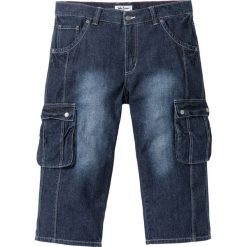 Dżinsy 3/4 z kieszeniami z boku nogawki Regular Fit bonprix ciemnoniebieski "used". Niebieskie jeansy męskie bonprix, m, z aplikacjami, z jeansu. Za 109,99 zł.