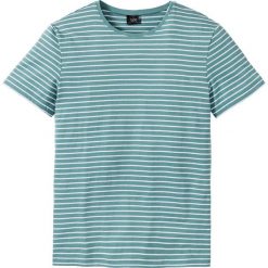 T-shirt w paski bonprix niebieski mineralny - biały. Niebieskie koszulki męskie bonprix, na lato, xxl, w paski, bez kołnierzyka. Za 34,99 zł.