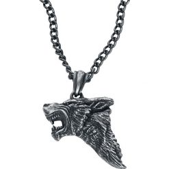 Naszyjniki męskie: Alchemy Gothic Dark Wolf Naszyjnik srebrny
