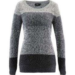 Sweter bonprix antracytowy melanż w paski. Szare swetry klasyczne damskie bonprix. Za 74,99 zł.