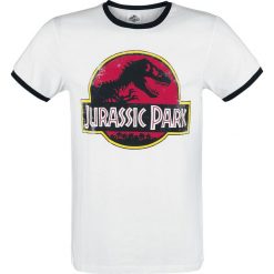 Jurassic Park Vintage Logo T-Shirt biały/czarny. Czarne koszulki męskie marki Jurassic Park, l, z nadrukiem, vintage, z okrągłym kołnierzem. Za 79,90 zł.