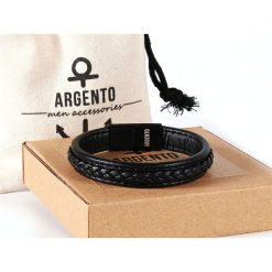 ELEGANCKA BRANSOLETKA Męska. Czarne bransoletki męskie Argento akcesoria. Za 89,00 zł.
