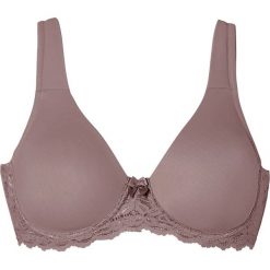 Biustonosz t-shirt bonprix orzechowy. Fioletowe biustonosze bonprix, w koronkowe wzory, z koronki. Za 54,99 zł.